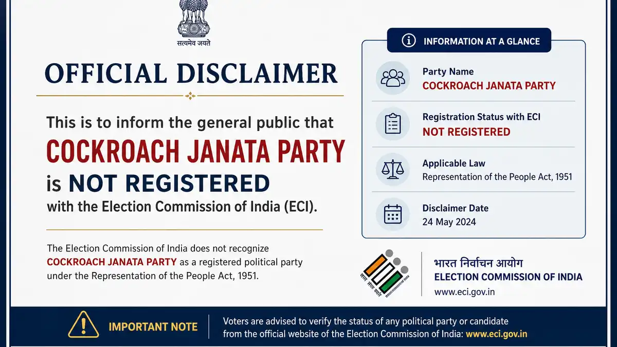 Cockroach Janta Party Not Registered with ECI: What That Means (2026)